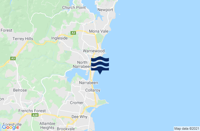Carte des horaires des marées pour Narrabeen, Australia