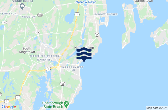 Carte des horaires des marées pour Narragansett Town Beach, United States