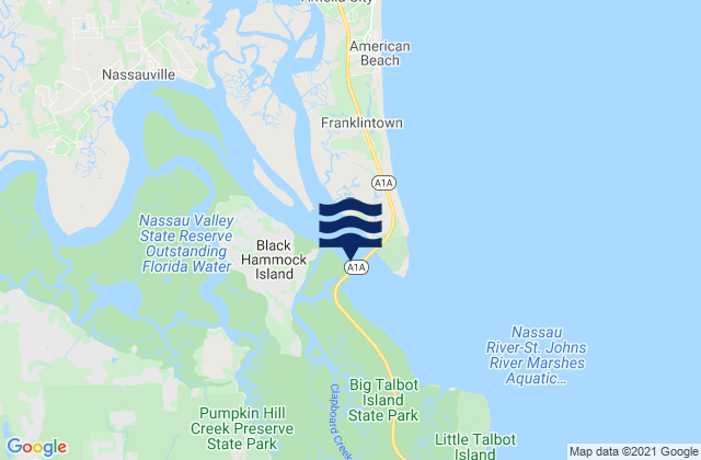 Carte des horaires des marées pour Nassau River entrance, United States