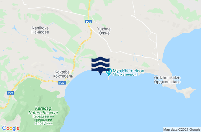 Carte des horaires des marées pour Nasypnoe, Ukraine