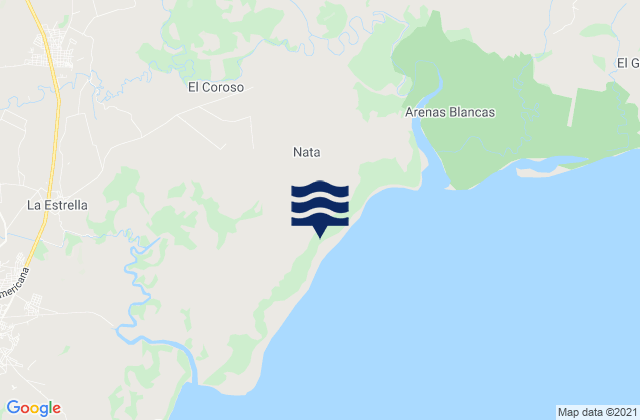Carte des horaires des marées pour Natá, Panama