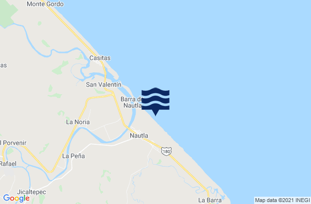 Carte des horaires des marées pour Nautla, Mexico