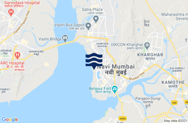 Carte des horaires des marées pour Navi Mumbai, India