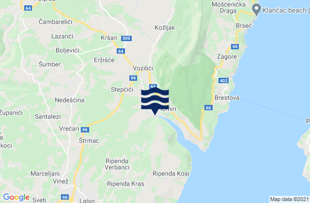 Carte des horaires des marées pour Nedeščina, Croatia