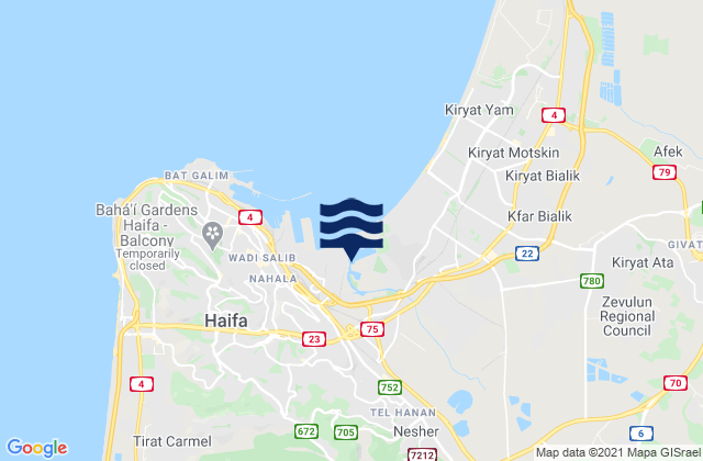 Carte des horaires des marées pour Nesher, Israel