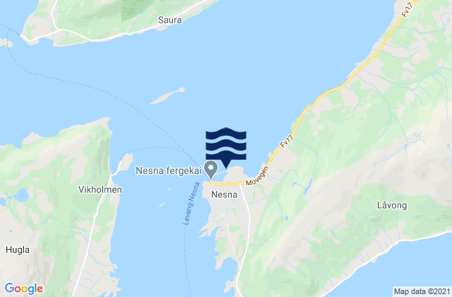 Carte des horaires des marées pour Nesna, Norway