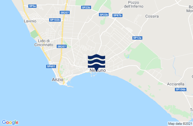 Carte des horaires des marées pour Nettuno, Italy