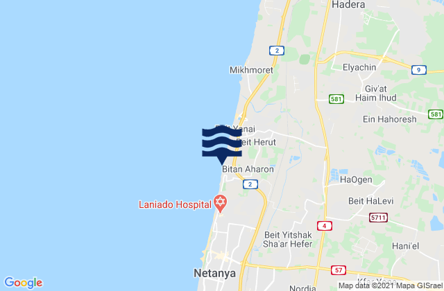 Carte des horaires des marées pour Neurim beach, Palestinian Territory
