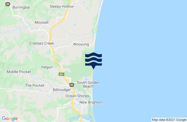 Carte des horaires des marées pour New Brighton Beach, Australia