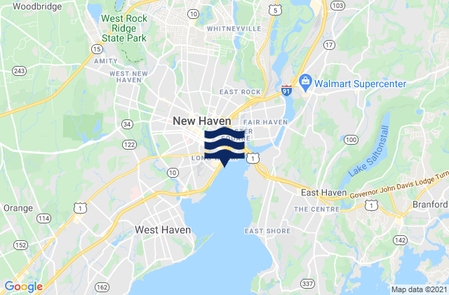 Carte des horaires des marées pour New Haven (city dock), United States