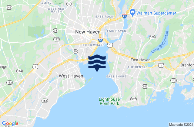 Carte des horaires des marées pour New Haven Harbor, United States