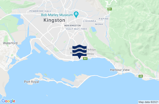 Carte des horaires des marées pour New Kingston, Jamaica