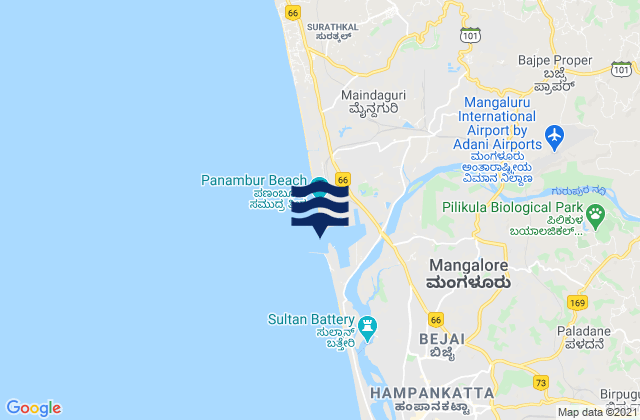 Carte des horaires des marées pour New Mangalore, India