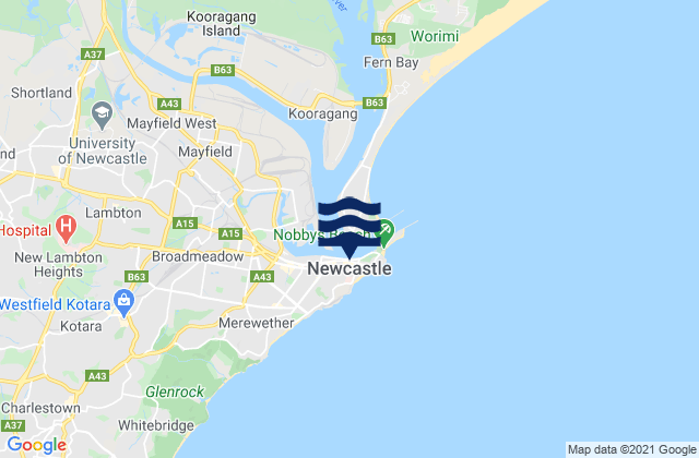 Carte des horaires des marées pour Newcastle -The Harbour, Australia