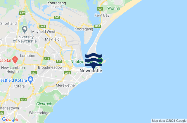 Carte des horaires des marées pour Newcastle Beach, Australia