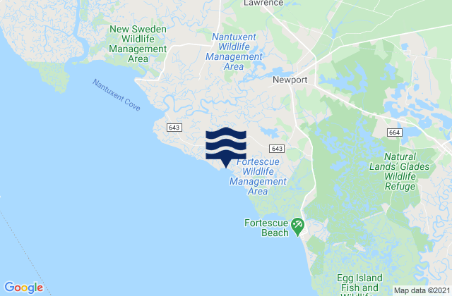 Carte des horaires des marées pour Newport Landing (Nantuxent Creek), United States