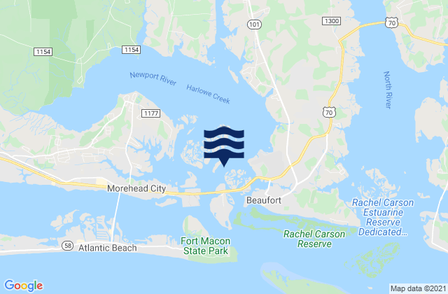Carte des horaires des marées pour Newport Marshes SE of, United States