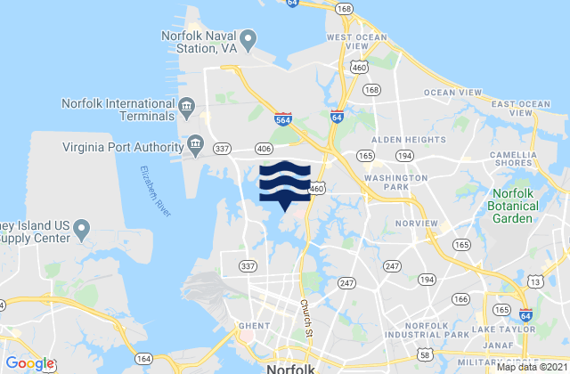 Carte des horaires des marées pour Newport Point, United States
