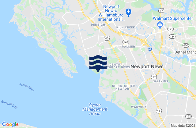 Carte des horaires des marées pour Newport River (Yacht Club), United States