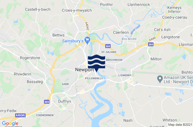 Carte des horaires des marées pour Newport, United Kingdom