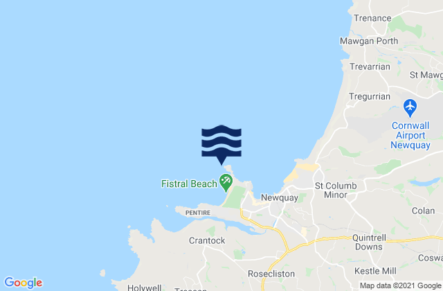 Carte des horaires des marées pour Newquay - Cribbar, United Kingdom