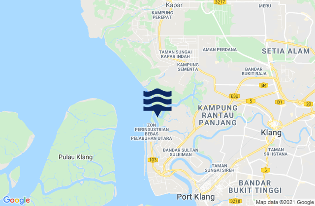 Carte des horaires des marées pour Nexus West End, Malaysia
