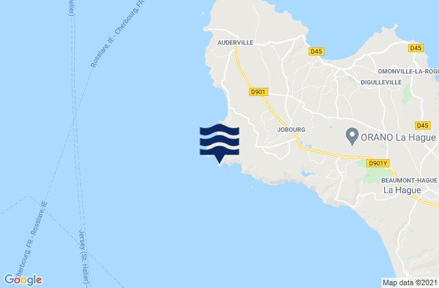 Carte des horaires des marées pour Nez de Jobourg, France