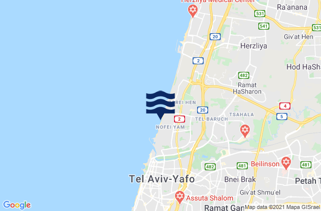 Carte des horaires des marées pour Neẖalim, Israel