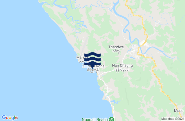 Carte des horaires des marées pour Ngapali Beach, Myanmar