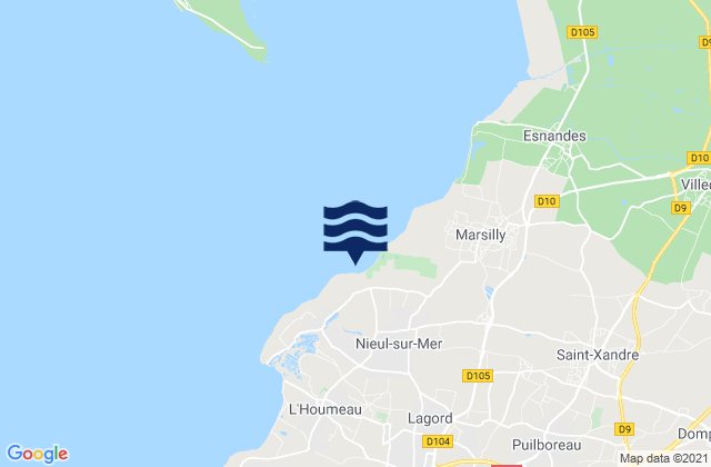Carte des horaires des marées pour Nieul-sur-Mer, France
