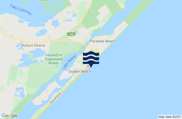 Carte des horaires des marées pour Ninety Mile Beach, Australia