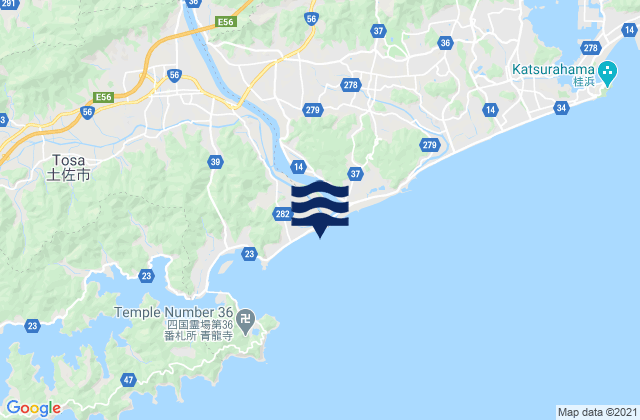 Carte des horaires des marées pour Niyodo, Japan