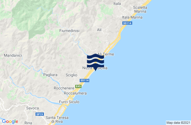 Carte des horaires des marées pour Nizza di Sicilia, Italy