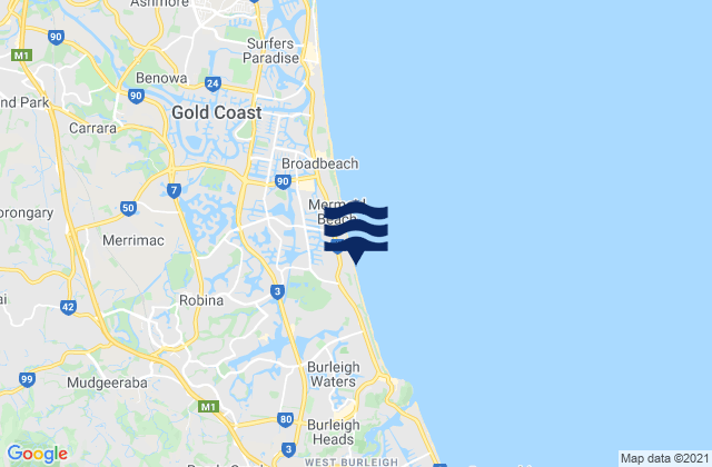 Carte des horaires des marées pour Nobby Beach, Australia