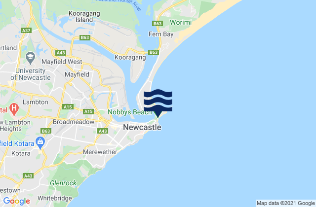Carte des horaires des marées pour Nobby's Beach, Australia