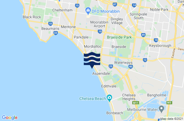 Carte des horaires des marées pour Noble Park, Australia
