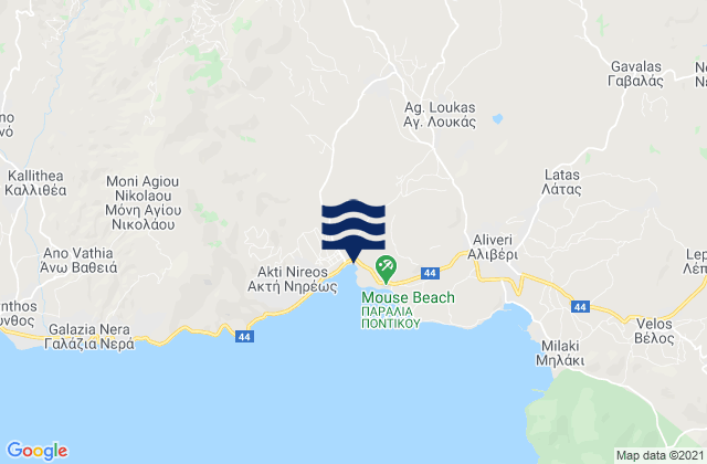 Carte des horaires des marées pour Nomós Evvoías, Greece
