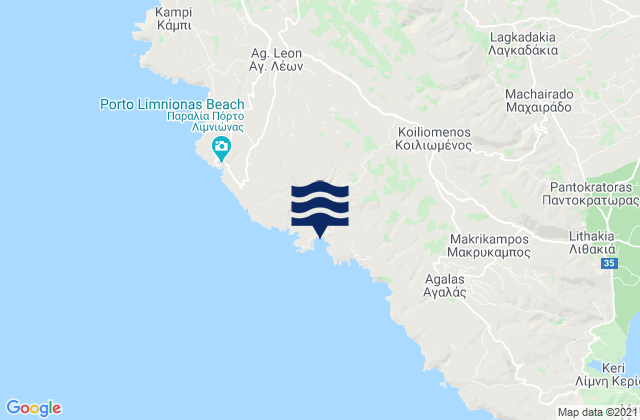 Carte des horaires des marées pour Nomós Zakýnthou, Greece