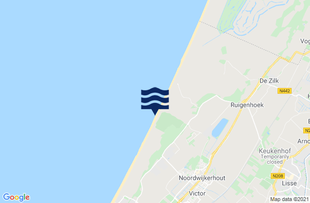 Carte des horaires des marées pour Noordwijkerhout, Netherlands
