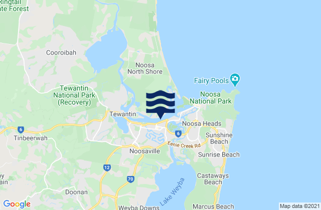 Carte des horaires des marées pour Noosaville, Australia