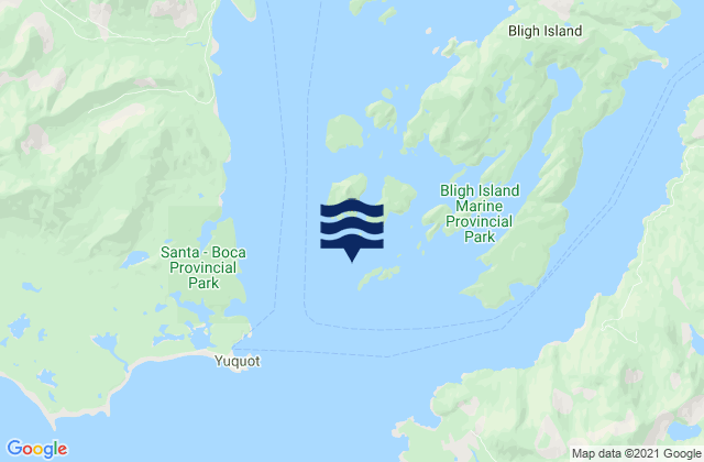 Carte des horaires des marées pour Nootka Sound, Canada