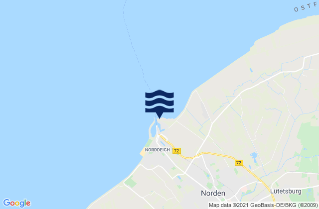 Carte des horaires des marées pour Norddeich Hafen, Netherlands
