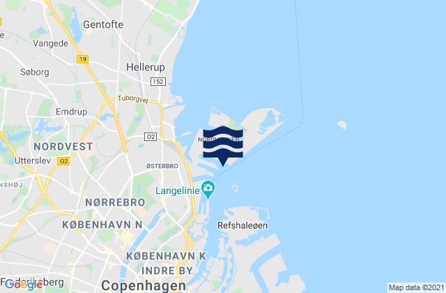 Carte des horaires des marées pour Nordhavnen, Denmark