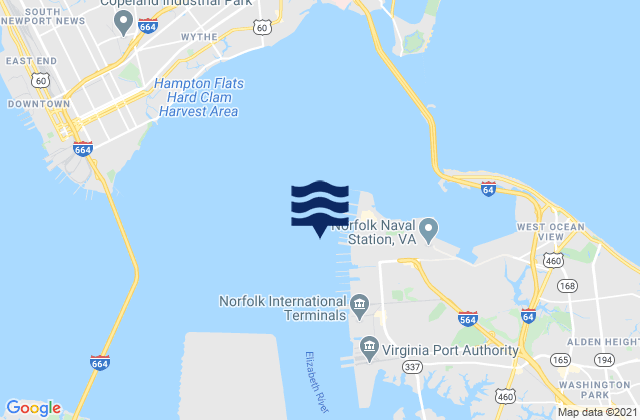Carte des horaires des marées pour Norfolk Harbor Reach (Buoy R 8), United States