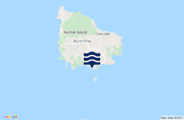 Carte des horaires des marées pour Norfolk Island