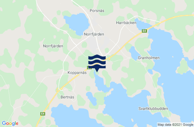 Carte des horaires des marées pour Norrfjärden, Sweden
