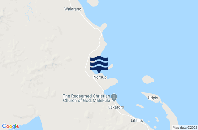 Carte des horaires des marées pour Norsup, Vanuatu