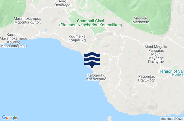Carte des horaires des marées pour North Aegean, Greece