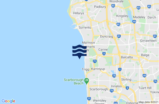 Carte des horaires des marées pour North Beach, Australia