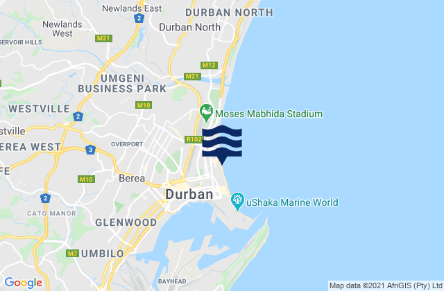 Carte des horaires des marées pour North Beach, South Africa